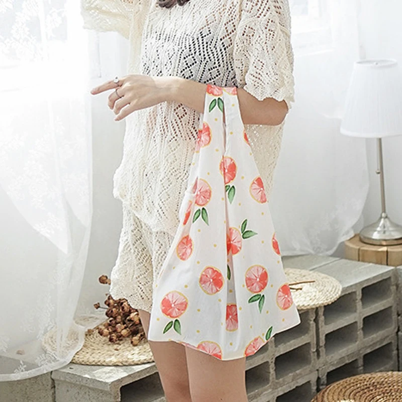 Квадратная карманная хозяйственная сумка Pomelo с принтом, доступная Экологичная многоразовая складная сумка, многоразовая Складная хозяйственная сумка