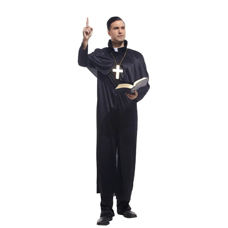 

Disfraces Men Halloween Missionary Costumes Father Pastor Cosplay Priest cleric Role play Carnival Christmas parade party dress