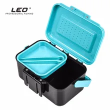 LEO ABS Plastic Fishing Box Fishing Bait Case Earthworm Worm Lure Tackle Storage Box Portable Live Bait Storage Box portable fishing gear lure storage case box black white