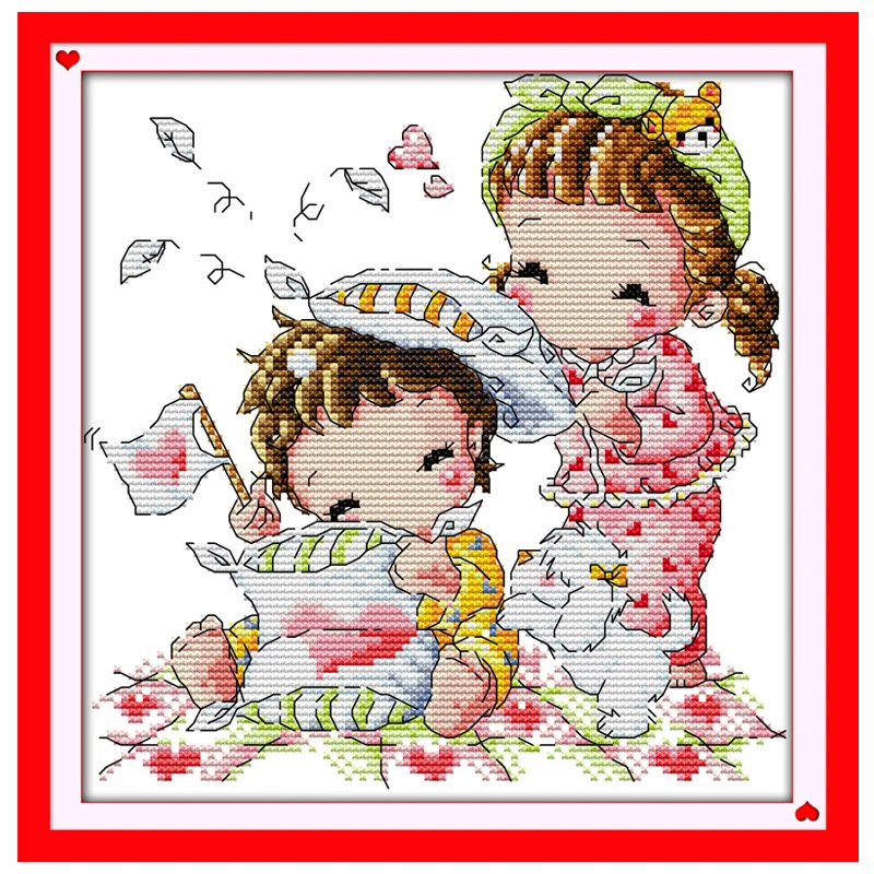 

Preparing for Bedtime Pattern Counted Cross Stitch 11CT 14CT cartoon Cross-Stitch Kit Handmade Home Decor Embroidery Needlework