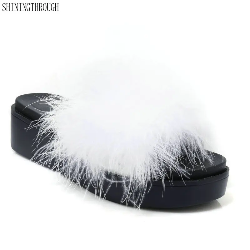 fluffy feather slippers