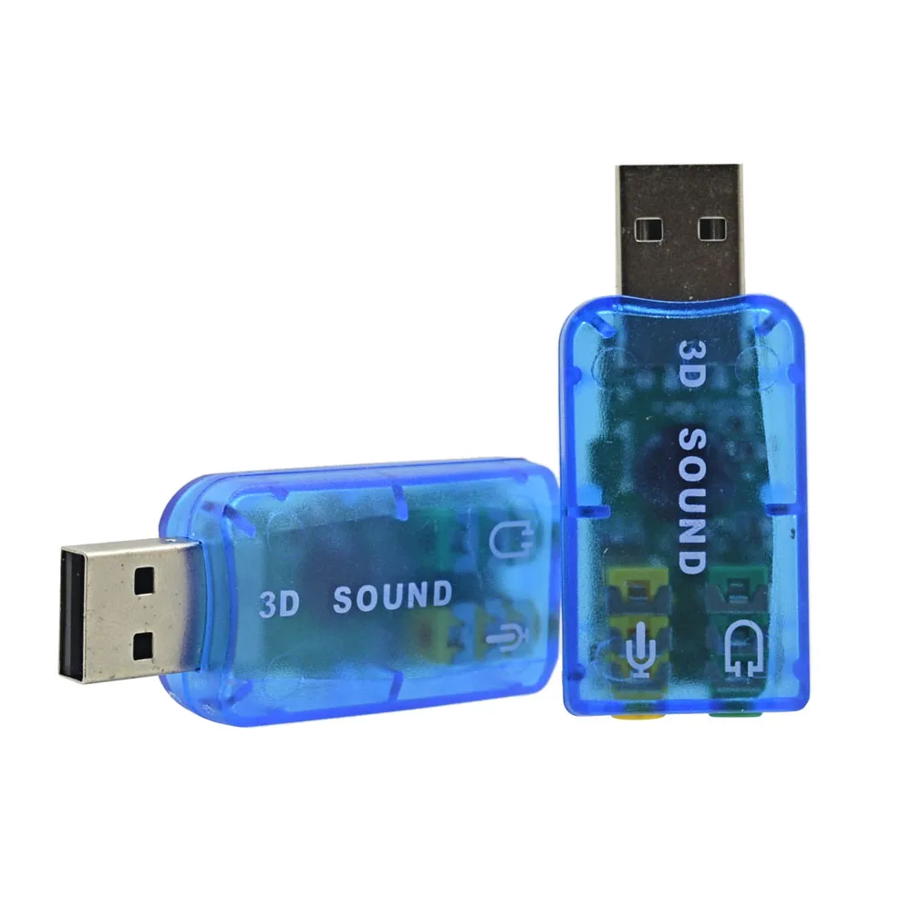 TISHRIC USB External Sound Card 5.1 3D Stereo Mic Headphone Audio Adapter USB to 3.5mm Jack For Mac PC Computer Android Windows