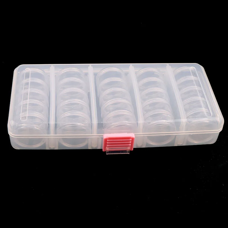 Transparent Empty  case 190*95mm (With 25 Pcs Small Box)  Nail Art Tip Glitter Boxes Storage Nail Art Rhinestone Case Removable