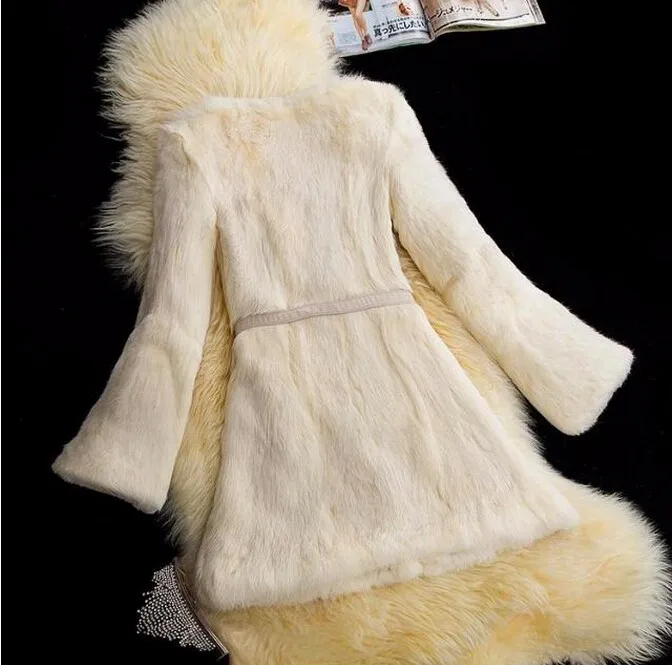 Новое поступление, женское модное пальто из натурального кроличьего меха, чистое натуральное меховое пальто FP647