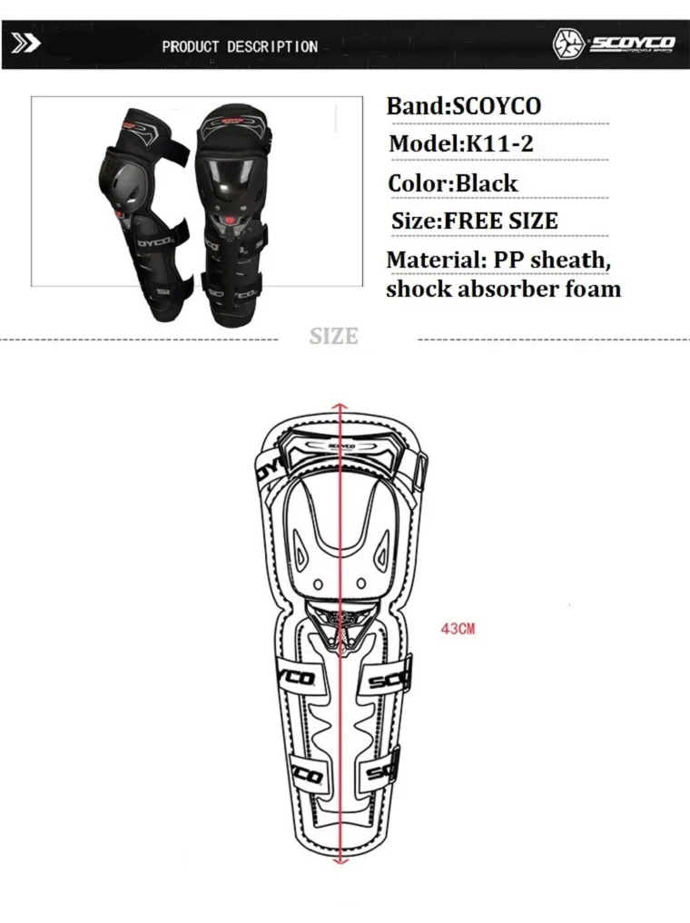SCOYCO мотоциклетные защитные наколенники для мотокросса Оборудование для защиты езды на мотоцикле наколенники из полипропиленовой оболочки амортизирующая пена