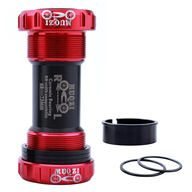 Bicycle Bike Ceramic Peilin Axis Bottom Bracket Bicycle Press Fit BB Screw/Thread Type Bottom Bracket BB Bike Tooth Plate Axis Screw type BB Red