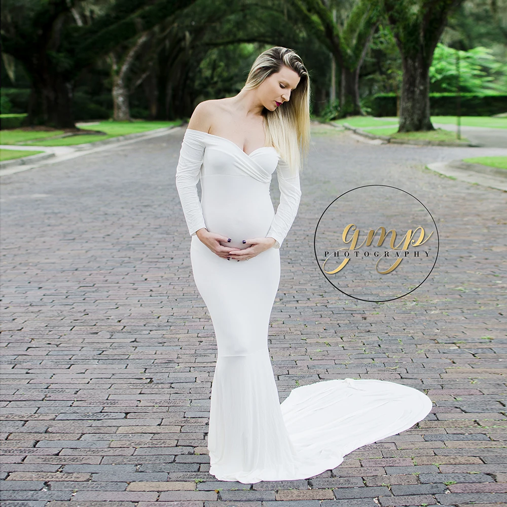 Maternity gown Cotton Maternity Dress maternity photography props Fancy shooting photo baby shower pregnant dress