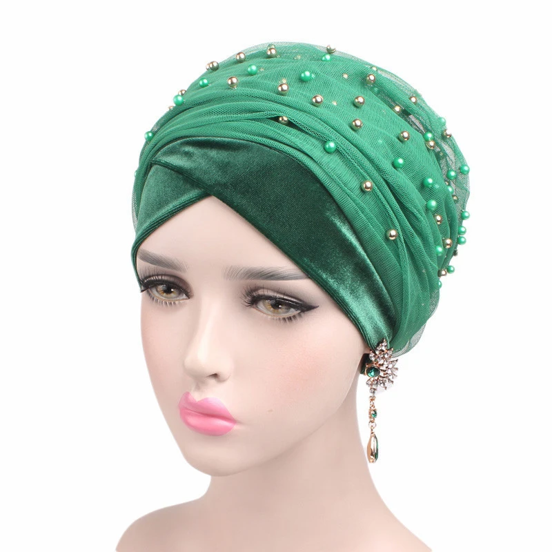 LaMaxPa модный хиджаб для женщин бархатный головной шарф с акриловая жемчужина Femme элегантный Hijabs Mujer головной платок шарфы женская голова шарф