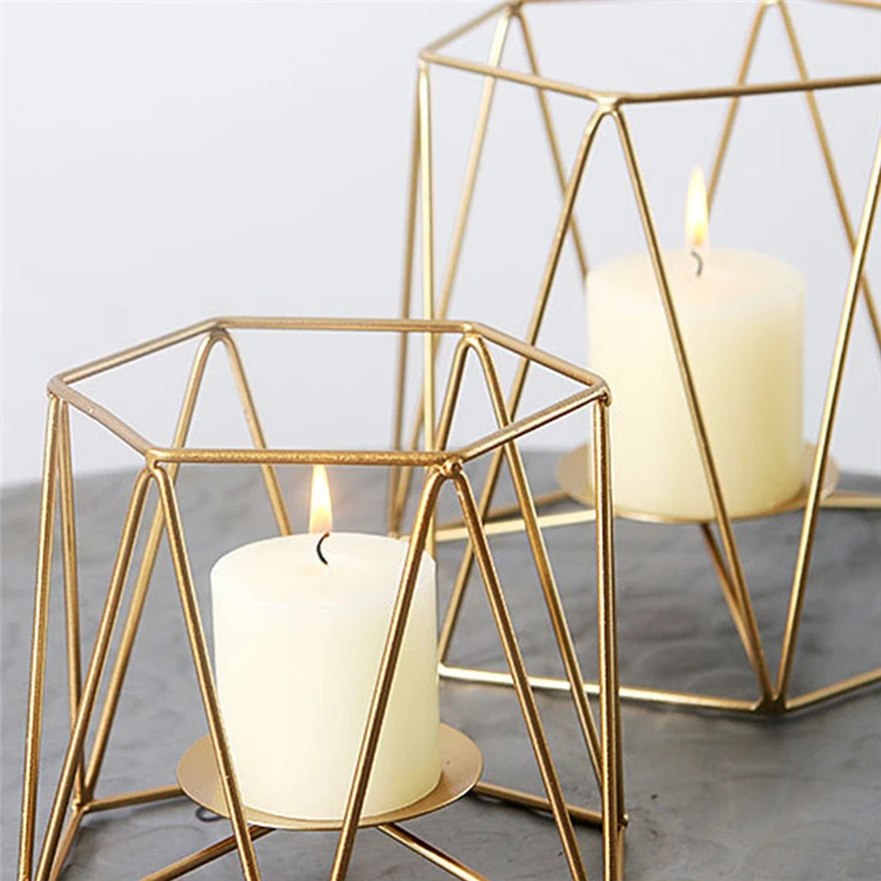 Geometric Candlestick Ornaments Wall Sconce Matching Steel Small Tealight Candle Holders Nordic Minimalist Style