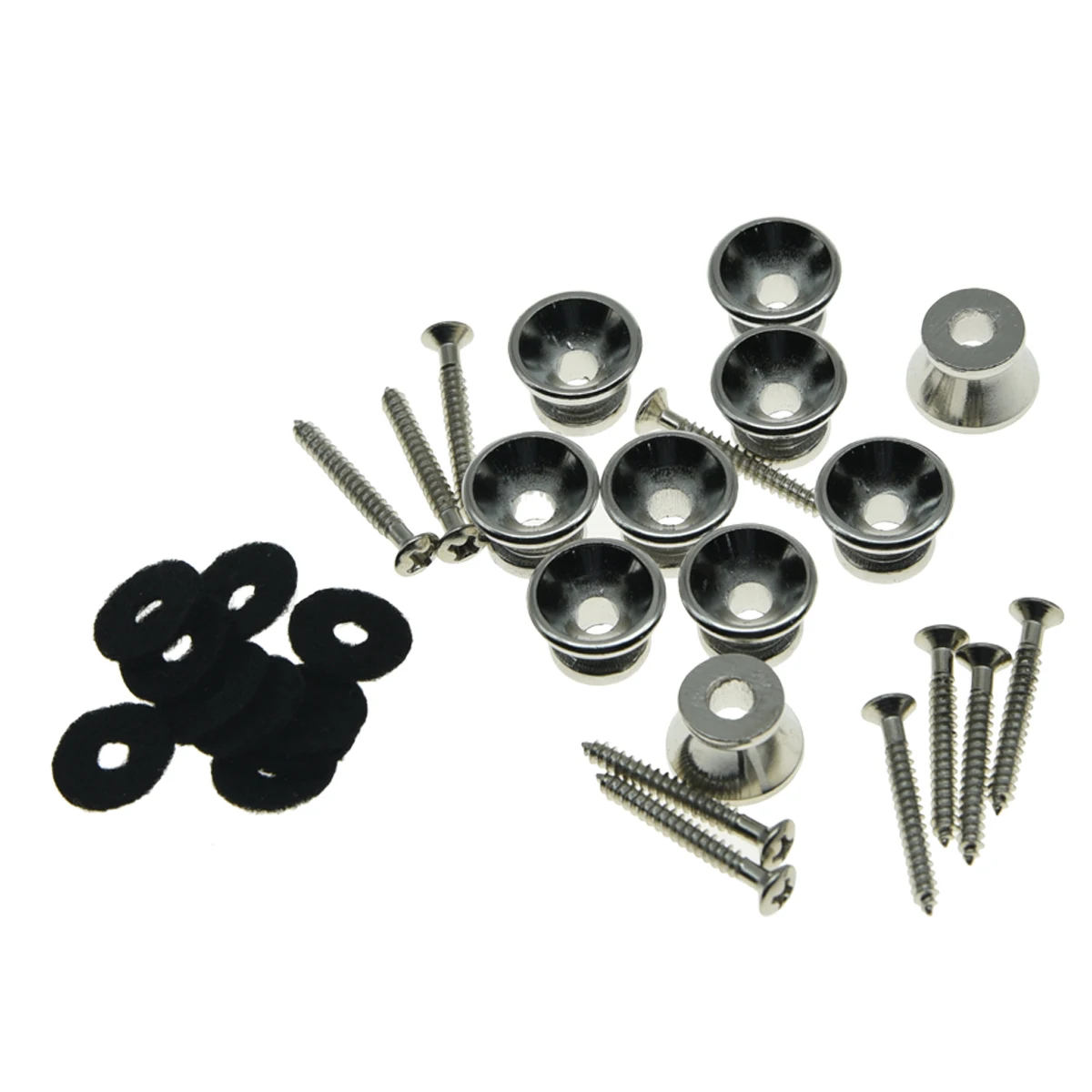 KAISH 10pcs Chrome Guitar Strap Pins Guitar Strap Knobs Buttons Guitar