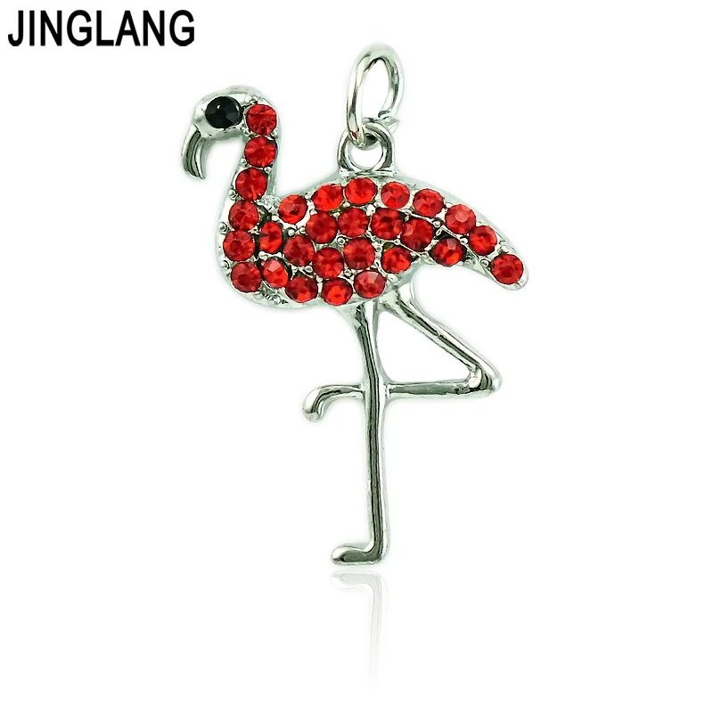 JINGLANG Модные Подвески Посеребренные стразы подвески в виде фламинго