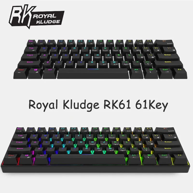 Royal Kludge RK61 эргономичная клавиатура Bluetooth двойной режим 60% RGB светильник Механическая игровая клавиатура для ноутбука планшета