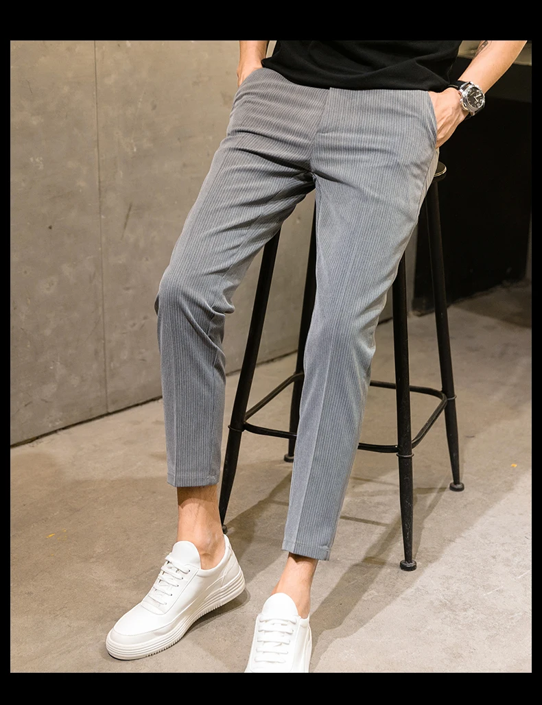 Летние и осенние новые полосатые M-4XL тонкие повседневные мужские укороченные брюки индивидуальность модные популярные простые классические городские Молодежные