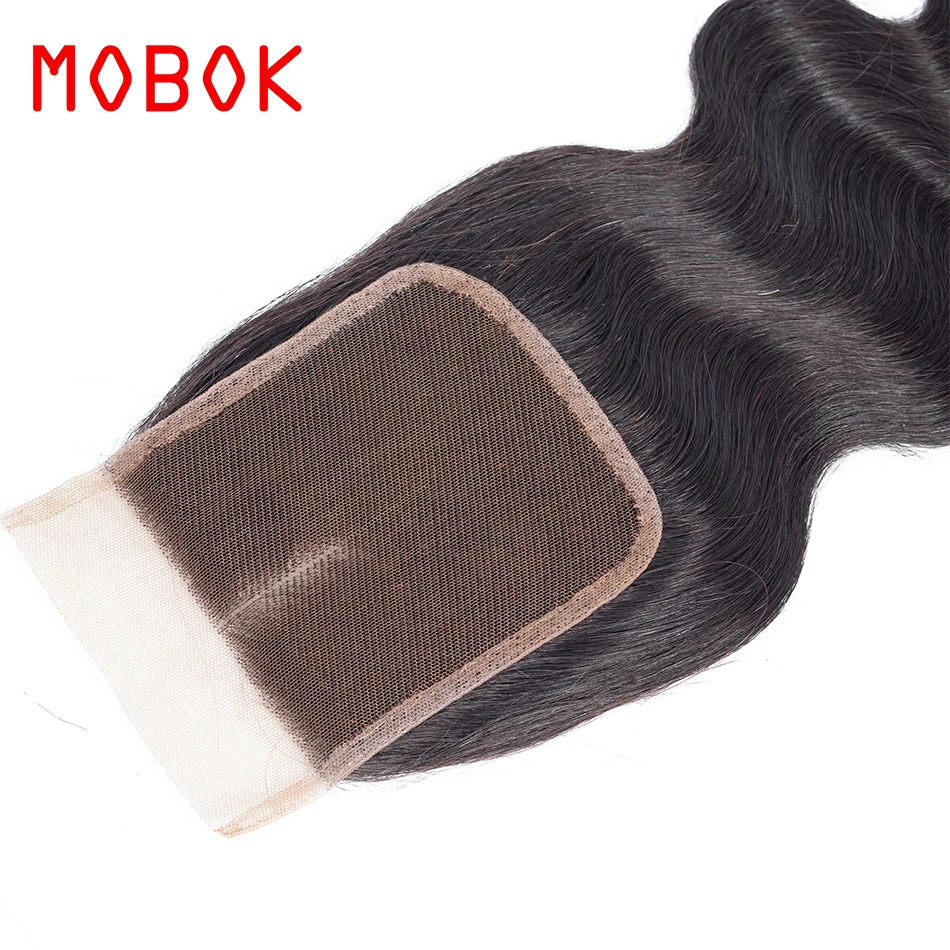 Монгольские волнистые волосы mobot 4 пряди с кружевной застежкой 100% человеческие