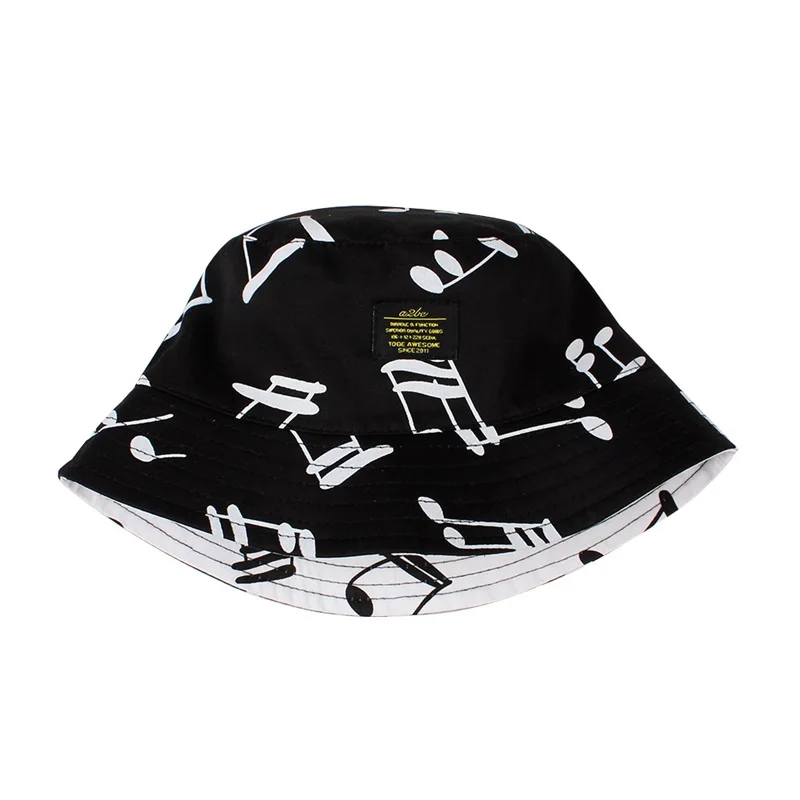 Both Side Cotton Print Kids Hat Music Spring Baby Sun Cap Casual Kids Bucket Hat Summer Panama Cap Fashion Baby Boys Clothing (8)