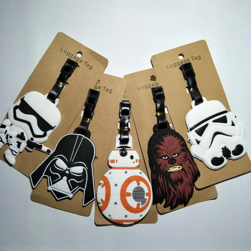 

1 Pcs Cartoon Anime Star Wars PVC Keychain Knight Robot Soft Rubber Luggage Tags Boarding Pass Bag Tag Hanging Gift Toy Figures