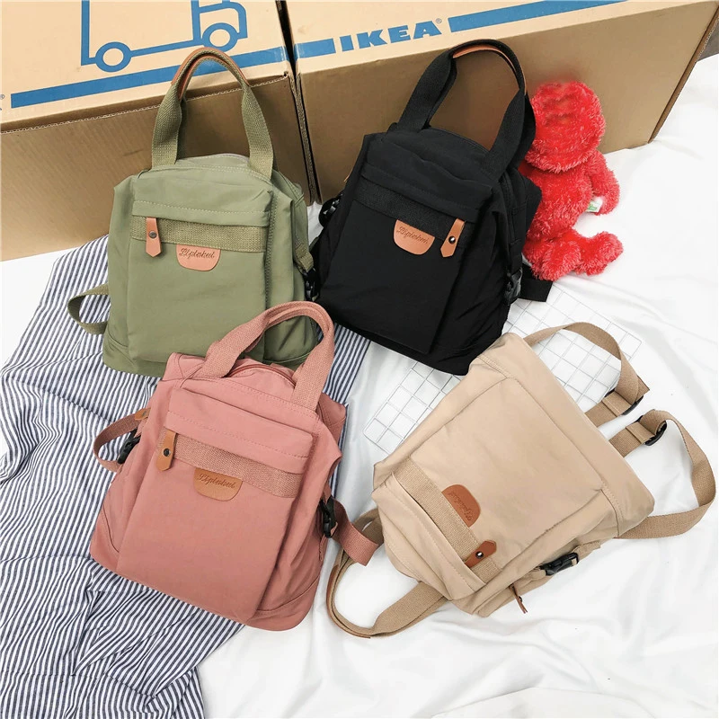 Cute Student Waterproof Backpack Female Women Vintage School Bag Girl ladies Nylon Backpack Long handle Book Bag Fashion Teenage