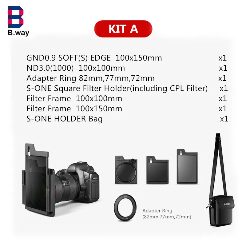 B. way запатентованный дизайн камеры квадратный фильтр комплект A Включая S-ONE держатель/CPL/GND 0,9 мягкий/ND 3,0(1000