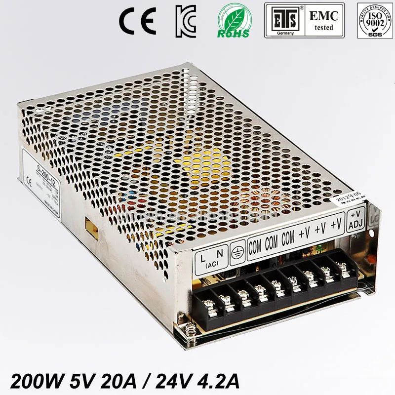 Best quality double sortie 200W Switching Power Supply Driver for LED Strip AC 100-240V Input to DC 5V 24V free shipping 10%