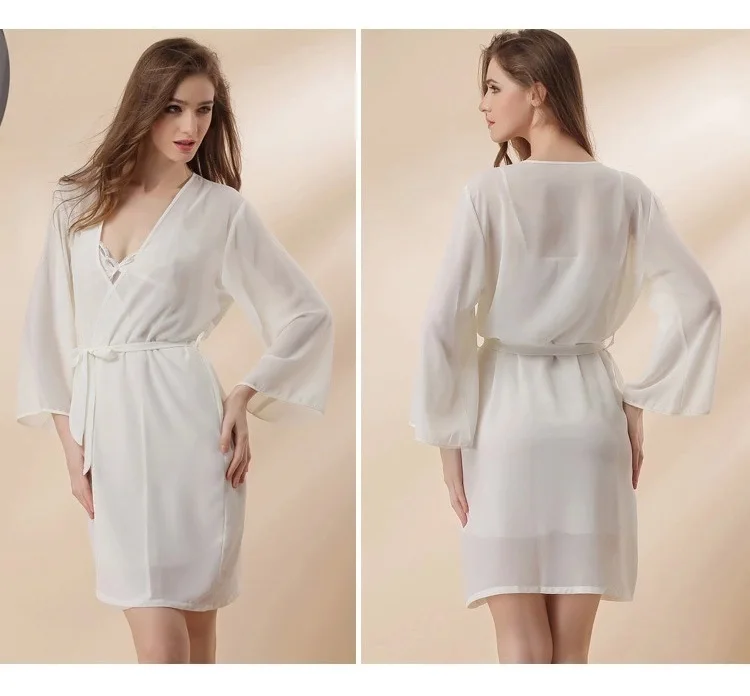 white chiffon sexy lingerie robes set 3