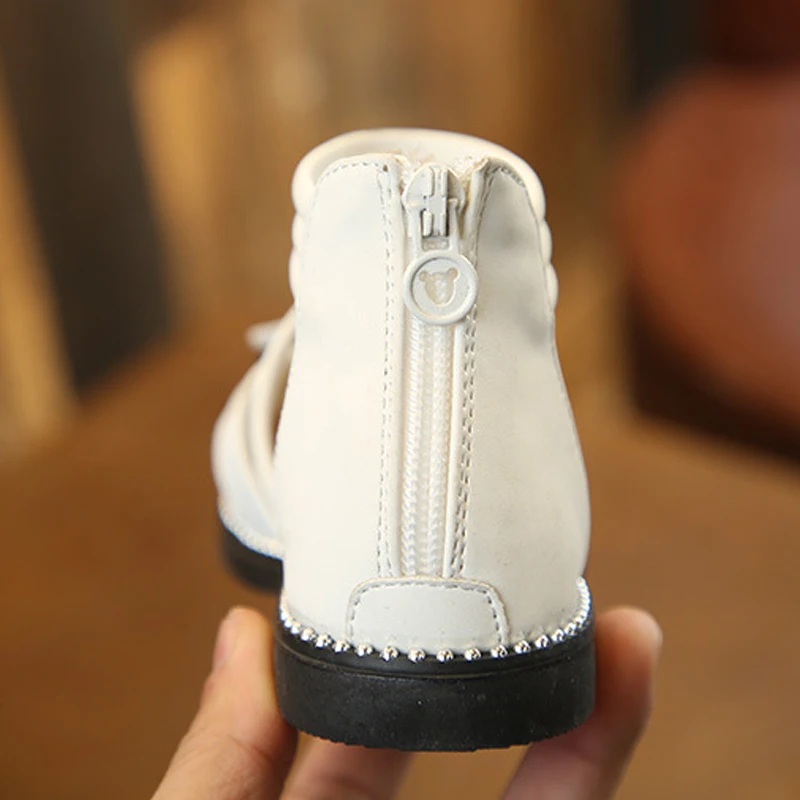 Summer Flat Heels Girls Sandals 2019 Summer Flower Princess Shoes Fashion Girl Boots Zipper Korean Kids Shoes Children Sandals