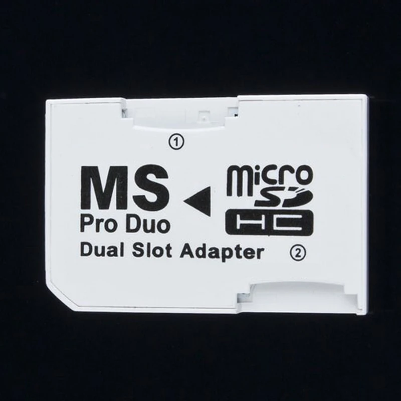Dual 2 Slot Micro Memory TF To Memory Stick MS Card Pro Duo Adapter For PSP 64MB Up To 8GB TF Card+Memory Stick Converter White