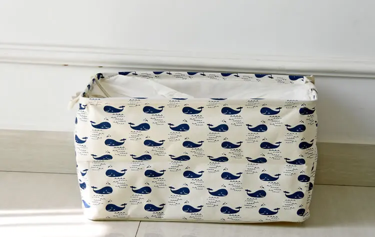 Хлопок, Лен Zakka винтажная коробка корзины для хранения складной синий кит с ручкой 45X30X25 см
