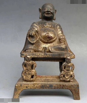 

xd 003411 7" Old pure bronze gild China buddhism big ear buddha Tibet sculpture Statue