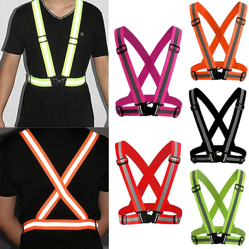 1PC Best Safety Visibility Vest Reflective Adjustable Security High Gear Stripes Harnesses