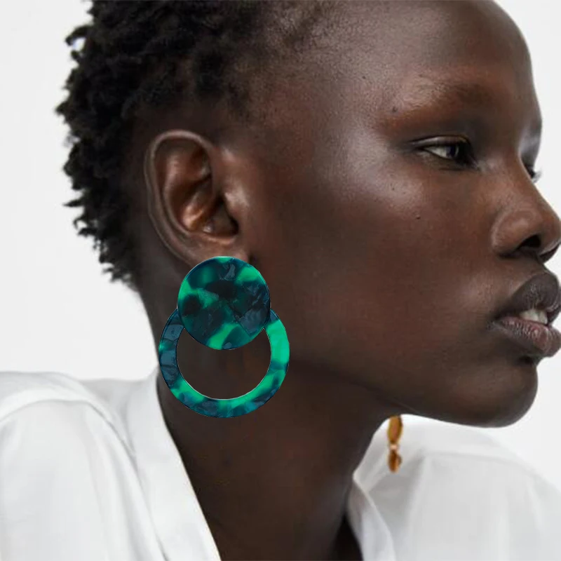 Alliage d/'or boucle d/'oreille acétate Acrylique Ovale Géométrique Pendentif Boucles D/'Oreilles Pendantes Femme