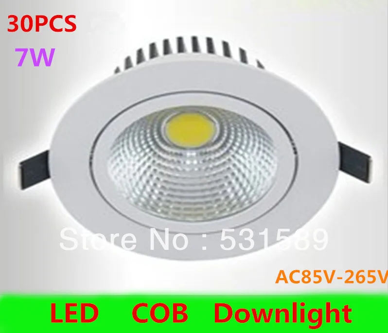 

Wholesale 30PCS Free shipping 7W LED COB Ceiling Light Cool White/Warm White LED Down Light AC85V-265V