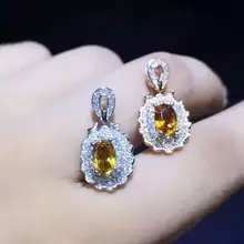 Натуральный цитрин кулон S925 серебро с натуральным желтым кристаллом подвеска Цепочки и ожерелья модный элегантный круглый фруктовый женские вечерние ювелирные изделия