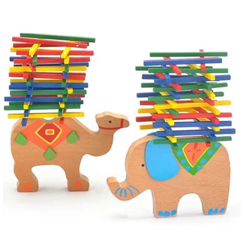 

Baby Wooden Toy Educational animal Balancing Blocks Elephant/Camel Building Blocks Balance Game Montessori Blocks Gift For Child