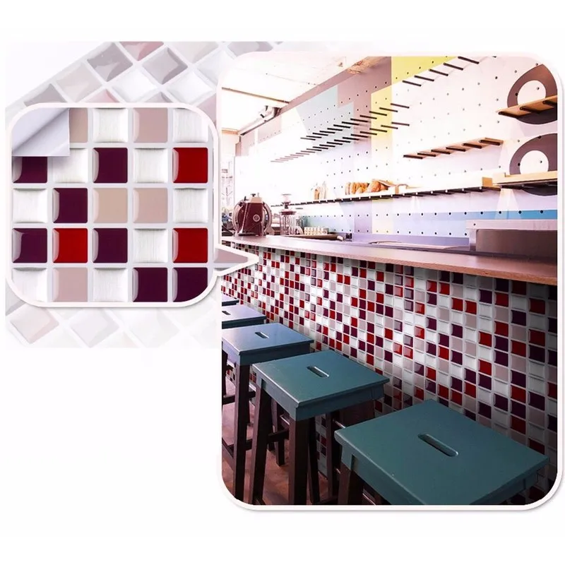 Самоклеющиеся мозаичные плитки настенные наклейки DIY Кухня Ванная комната Домашний Декор винил W5