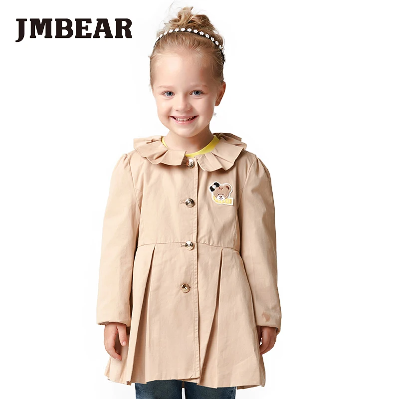 

JMBEAR girls coat 2016 kids Spring autumn outwear Long-sleeve windbreaker fashion Trench for children