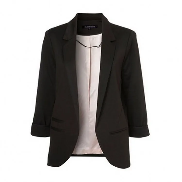 2019 Women White Blazer Notched Collar Slim Fit Office Jacket Elegant Blush Black Coat Chic Workwear Korean Style eDressU HX-1