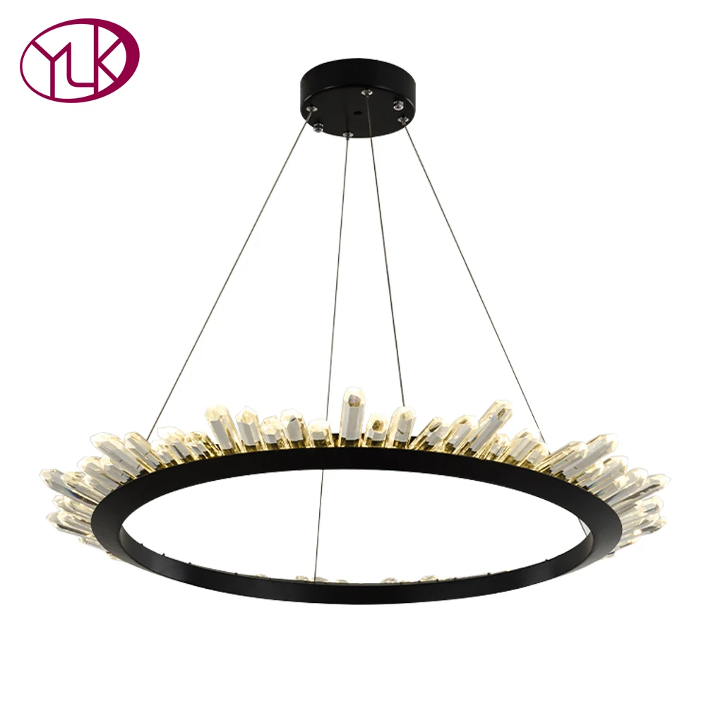 

Youlaike Modern Crystal Chandelier For Living Room Black LED Hanging Lighting Fixture Luxury Home Decoration Lustres De Cristal