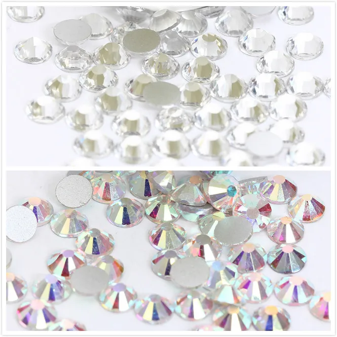 

Crystal AB / Clear 3D Nail Art ss2 ss3 ss4 ss5 ss6 ss8 ss10 ss12 ss16 ss20 ss30 ss34 Glass/Crystal Nails Non HotFix Rhinestones