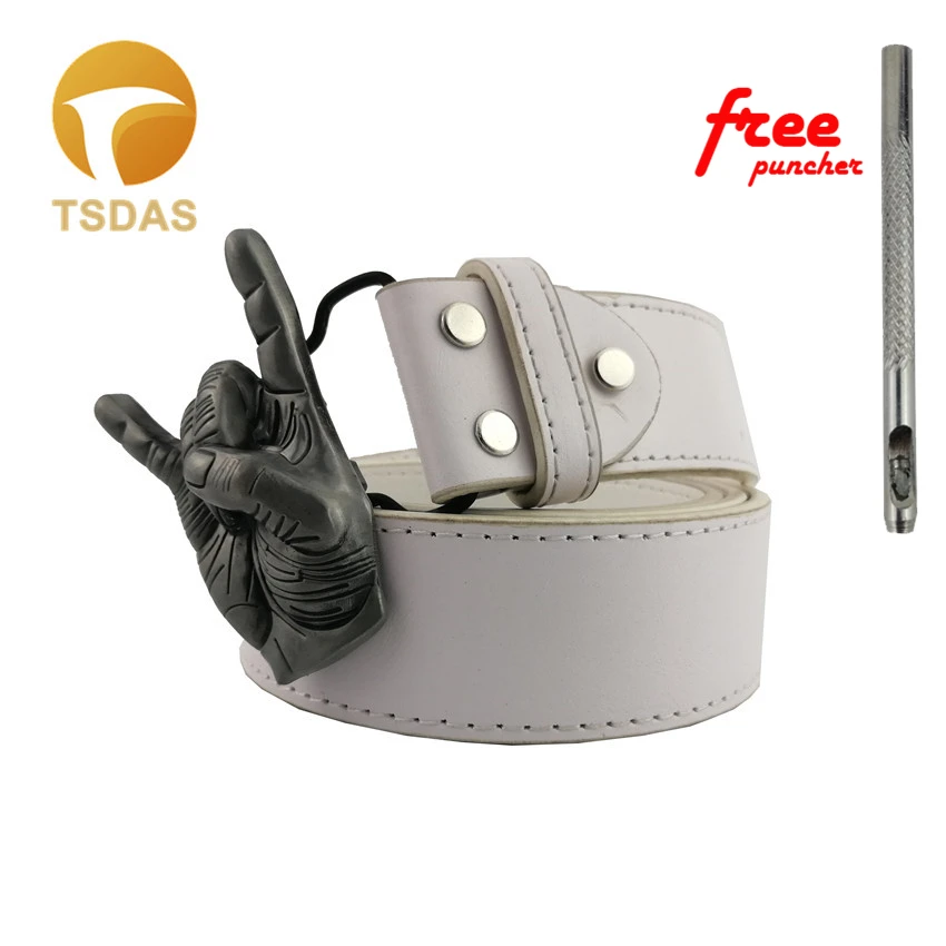 

Fashion Silver Belt Buckle Music American Rock Style Metal Belt Buckle with Leather Belt As Men's Gifts