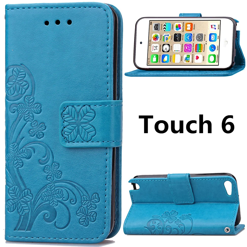 Touch6 Emboss Leather Case for Apple iPod touch 6 Flip Cover Stand