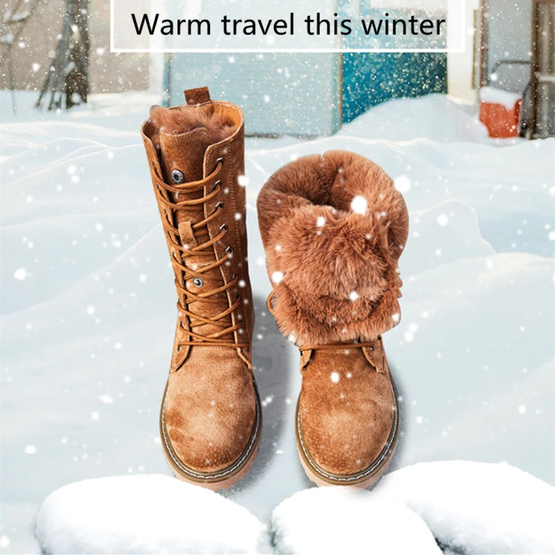 

Women's warm cotton shoes snow boots fur one 2018 winter new Korean version of bread shoes plus velvet flat women's boots