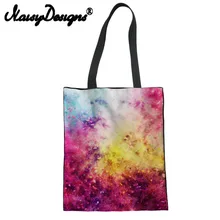 Бесшумные великолепные звездное небо напечатаны многоразовые парусиновые сумки для покупок для женщин сумка для продуктов для складывания белья мешочек эко-сумки