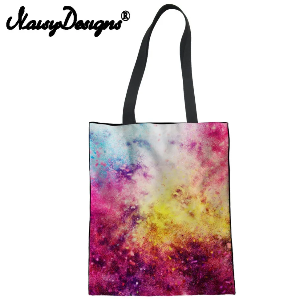 

NOISYDESIGNS gorgeous starry sky printed Reusable Canvas Shopping Bags for Women Grocery Tote Folding Linen pouch Eco Handbags