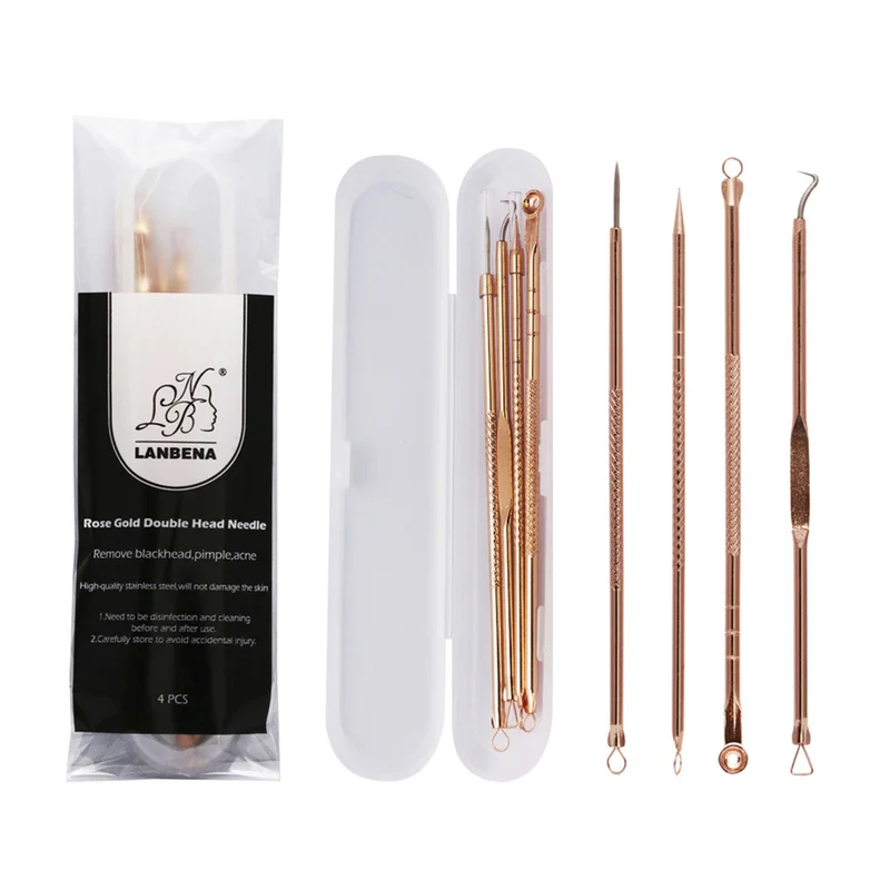 

Pimple Spot Blackhead Extractor Facial Cleanser Beauty Clean Care Tools Easy To Use Pink Gold Acne Blackhead Remover Needles