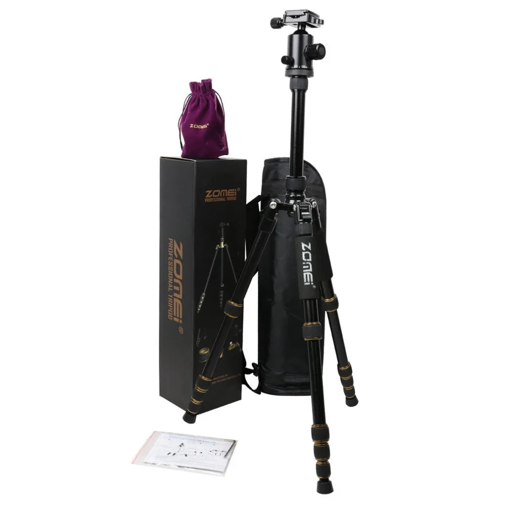 

Zomei Z699 Professional Aluminum SLR DSLR Camera Tripod Non-slip Rubber Feet Portable Travel Camera Stand Monopod With Ball Head