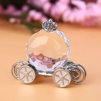 

Crystal Pumpkin Car Carriage Figurines Wedding Party Favors Gift Decoration Home Ornament Christmas Party Decal Glass Decoration