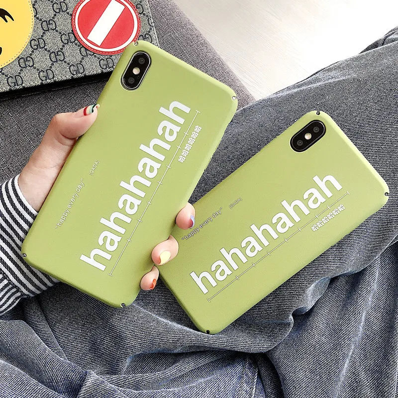

Hahaha English Words Case For iPhone 7 8 Plus Shockproof Hard Matte Case For iPhone X XS Max XR 6s Plus PC Phone Cover Funda