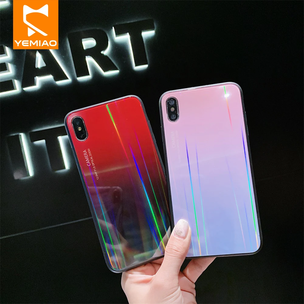 Чехол для телефона iPhone X XS 7 8 Plus роскошное лазерное закаленное стекло +