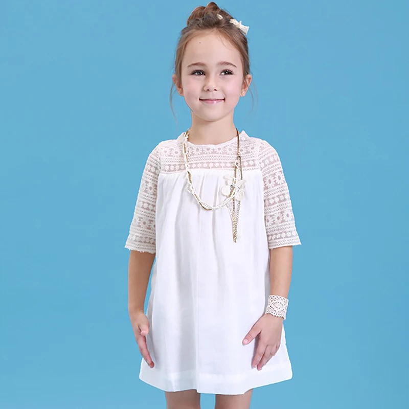 Новинка; модное летнее пляжное платье в стиле бохо для маленьких девочек; сарафан с короткими рукавами и вышивкой для малышей; повседневная одежда для девочек