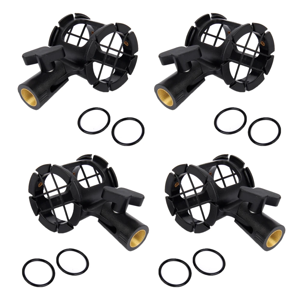 

4 Pieces Black Universal Microphone Studio Anti Shock Mount for Handheld Microphones